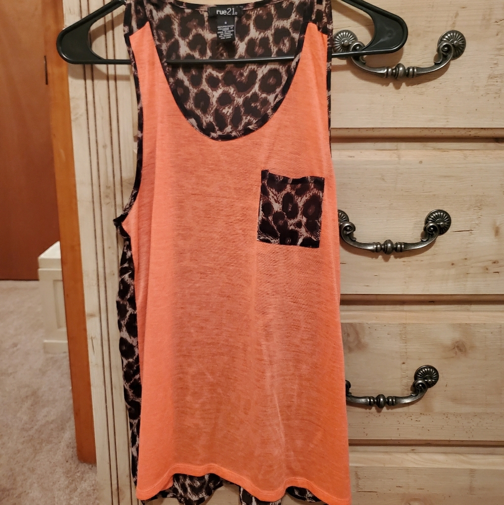 Orange n cheetah print tank